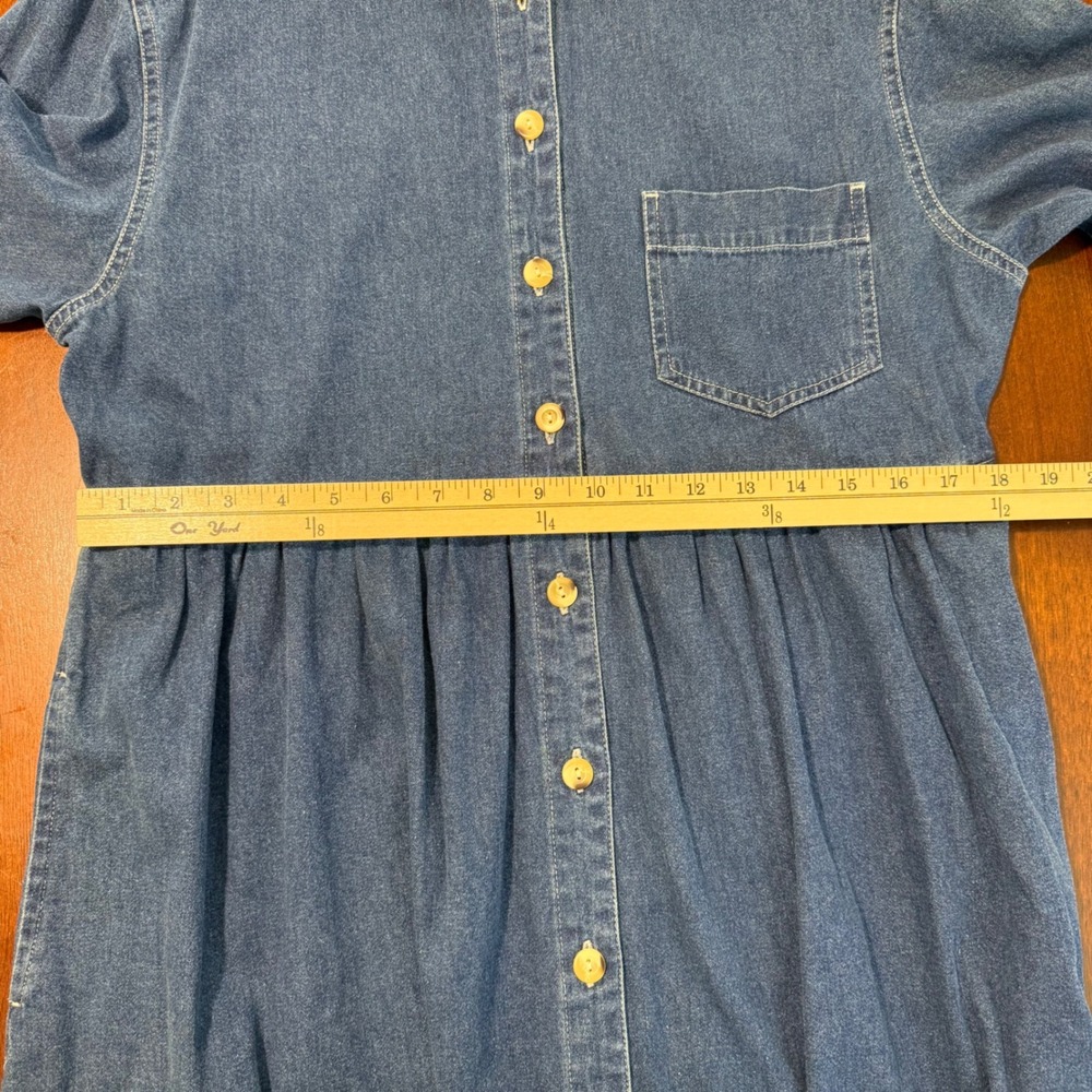 Vintage 90s Laura Gayle Womens Denim Maxi Dress Size M Western Prairie Modest - Picture 8 of 9